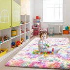 4x6 Rainbow Fluffy Soft Area Rug Non-Slip for Kids Bedroom Nursery Playroom - Image 6