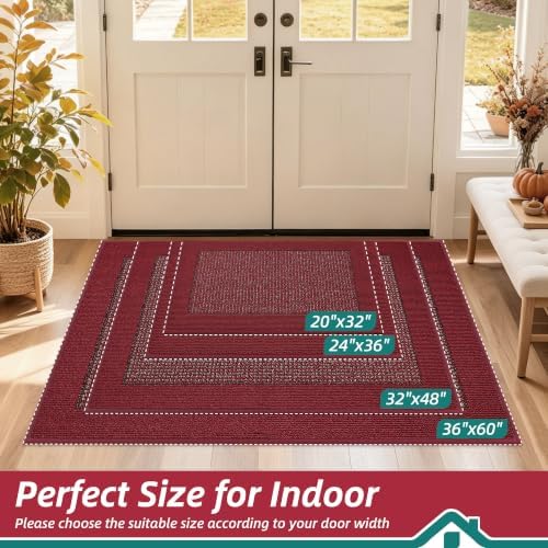 BEQHAUSE Indoor Door Mat 32" x 48", Dirt Trapper Door Mats, Red - Image 2