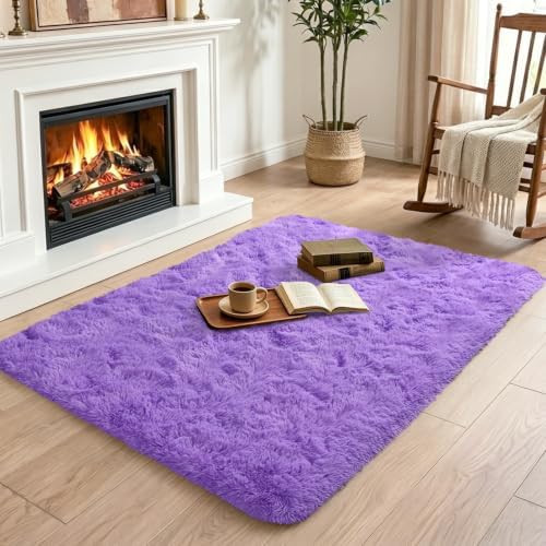 2x3 Purple Fluffy Soft Area Rug Non-Slip for Entryway Bedroom Dorm Hallway - Image 4