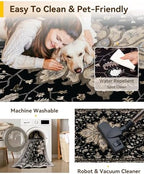 RELEANY Washable Area Rug, 6'x9', Black/Neutral - Image 6