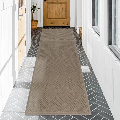 HIYARD Sturdy Front Door Mat, Absorbent Muddy Dirt Resist Welcome Door Mats Outdoor Indoor, Stain and Fade Resistant, Non-Slip Rubber Backing Low Profile Doormat for Entryway, 72×24, Beige by HIYARD