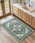 Amada Small 2x4 Washable Area Rug for Entryway, Dark/Green, Vintage - Image 3