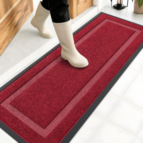 OLANLY Front Door Mat Outside 47x17, All-Season Heavy-Duty Rubber Doormat by OLANLY