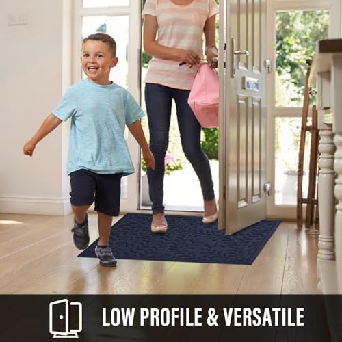 HIYARD Front Door Mat, Absorbent Dirt Trapping Welcome Door Mat Indoor Outdoor, Non Slip Entry Mat, Indoor Outdoor Door Mats, Fade Resistant, Low Profile Doormat for Entryway, 29×17, Blue - Image 6