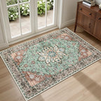 2x3 Area Rugs Living Room: Washable Rug for Bedroom Brown Green by EXPEDIX