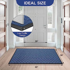 Mibao Front Door Mat Outdoor Entrance, 61.5" x 36" Heavy Duty Welcome Mat for Outdoor and Indoor, Waterproof Dirt Trapper Doormat, Super Absorbent Indoor Entryway Mat for Patio & Porch - Blue - Image 2