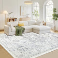 8x10 Washable Area Rugs for Living Room,Bedroom,Dining Room(Grey-Ivory) by Srugn