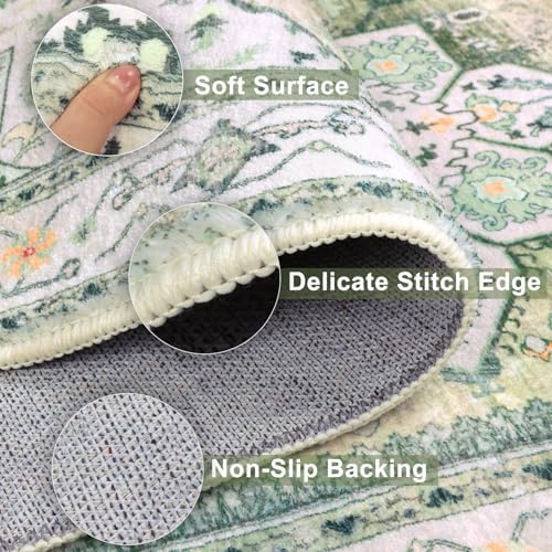 Yamaziot Washable Runner Rug, 2x6 Non-Slip Boho Vintage Hallway Kitchen Rug - Image 3