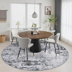 Round Area Rug Living Room: 5 ft Modern Washable Carpet Grey - Image 5