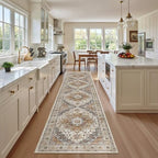 Madane Washable Runner Rugs 2x10 Long for Hallway Kitchen, Turmeric/Grey by Madane