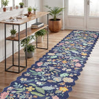 Washable 2'6x12 Hallway Runner Rug: Entryway Non Slip Floral Rug Farmhouse Soft Stain Resistant Carpet for Kitchen Bathroom Bedroom Low Pile Pet Friendly Floor Mat for Living Room(2'6x12/Purple) - Image 4