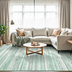 Chicrug 4x6 Green Washable Striped Abstract Area Rug Bedroom Living Room - Image 4