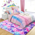 4x6 Tie-Dyed Pink Purple Blue Fluffy Area Rug Non-Slip for Kids Bedroom - Image 3
