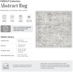 Area Rug Living Room: 8x8 Modern Washable Soft Carpet Black Grey - Image 2