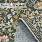 Washable 2x3 Entryway Area Rugs: Vintage Soft Floral Thin Doormat with Non Slip Backing Water Resistant Bathroom Laundry Rug for Kitchen Indoor Carpet for Bedroom Low Pile Floor Mat (2x3,Green) - Image 3