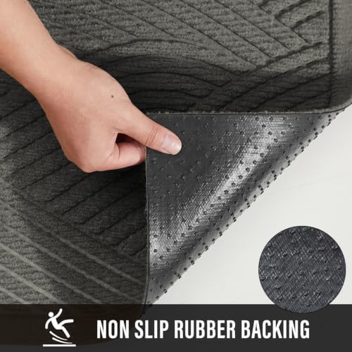 HIYARD Sturdy Front Door Mat, Absorbent Muddy Dirt Resist Welcome Door Mats Outdoor Indoor, Stain and Fade Resistant, Non-Slip Backing Entry Mat Low Profile Doormat for Entryway, 36×24, Light Grey - Image 3