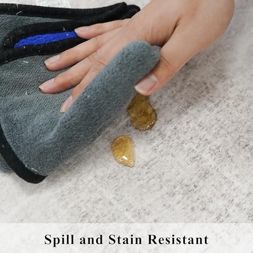 Washable 3x5 Kitchen Area Rug: Non-Slip Abstract Water-Resistant Entryway Doormat Soft Sink Fridge Bedroom Carpet Low Pile Stain-Resistant Bathroom Laundry Neutral Faded Floor Mat(3X5,Beige/Cream) - Image 6