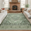 RELEANY Washable Area Rug, Square 8'x8', Green/Dark Green/Gray by RELEANY