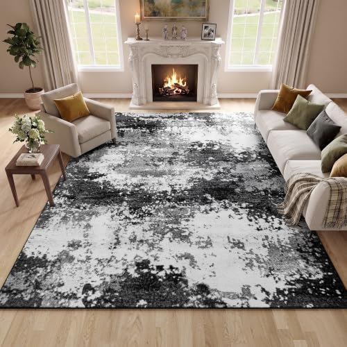 Black Washable Rug 5x7 Area Rugs for Living Room Bedroom Carpet by Acapet