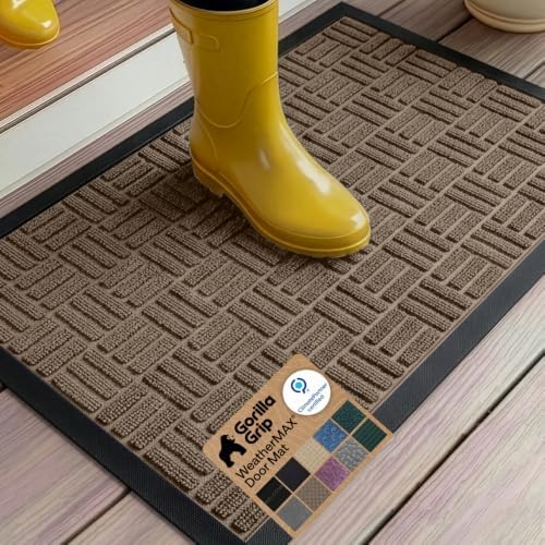 GORILLA GRIP WeatherMAX Door Mat, Indoor Outdoor Use, 35x23, Beige Maze by GorillaGrip