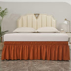 MEILA Wrap Around Elastic Bed Skirt for Queen & King Beds, 18" Drop,Caramel - Image 2