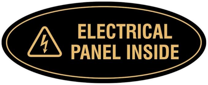 Signs ByLITA Oval Electrical Panel Inside Sign (Black/Gold) - Small