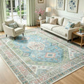 Lofus Living Room Rugs 5x7, Boho Sage Green and Light Blue Washable Carpet by Lofus