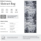 3x8 Washable Runner Rug：Modern Abstract Soft Carpet Dark Black - Image 2