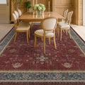 7x9 Dining Room Rugs for Under Table - Vintage Burgundy Boho Living Room Rug, Lightweight Washable Soft Floor Carpet,Southwestern Bed Room Décor Aesthetic by HazoHaus