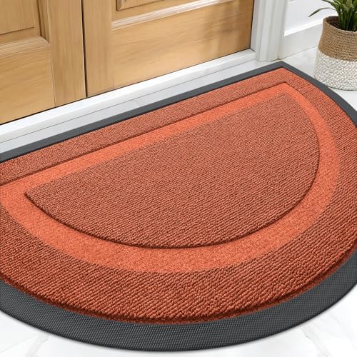 OLANLY Half Circle Front Door Mat Outside 29.5x17 All-Season Rubber Doormat by OLANLY