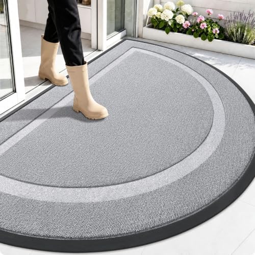 OLANLY Half Circle Front Door Mat Outside 59x34 All-Season Rubber Doormat by OLANLY