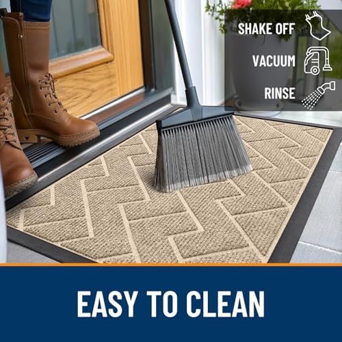 OLANLY Front Door Mat Outside 47x32, All-Season Absorbent Rubber Doormat - Image 6