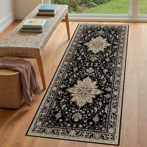 RELEANY Washable Area Rug, Runner 3'x6', Black/Neutral - Image 3