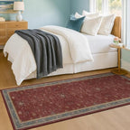 Boho 2x7 Long Runners for Kitchen Floor - Washable Non Slip Indoor Floor Mats for Entryway, Hallway, Dark Red Floral Low Pile & Soft Runner Area Rug for Bedroom Beside Bed - Image 6