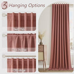 Guken Extra Long 100% Blackout Linen Curtains 102 Inches Dusty Rose - Image 6