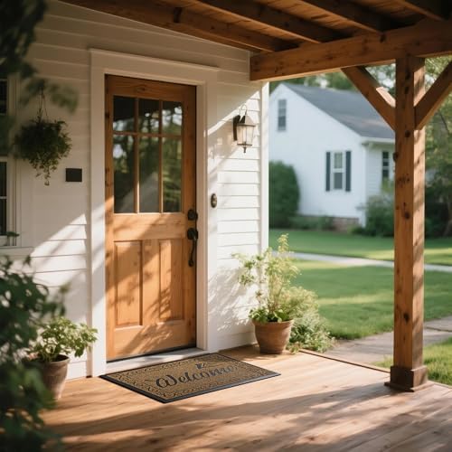 Yimobra Welcome Mat Outdoor Indoor, Waterproof Heavy Duty Front Door Mat Outside Entrance, Extra Sturdy Non-Slip Doormat, Low Profile, Dirt Trapping, 36x24 Inches, Beige Brown - Image 3