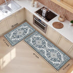Boho Kitchen Mats for Floor 2PC Anti Fatigue Kitchen Rugs, Dark Blue - Image 2