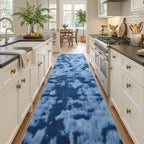 2x10 Tie-dye Dark Teal Runner Rug Washable Non-Slip for Kitchen Hallway - Image 2