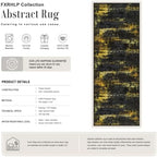 3x14 Washable Runner Rug：Modern Abstract Soft Carpet Black Gold - Image 2
