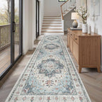 Madane Hallway Runner Rug 3x10 Washable Kitchen Runners 10ft, Blue by Madane