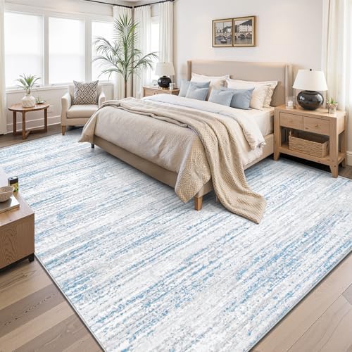 Area Rug 9x12 Living Room Rugs: Washable Modern Rug Large Non-Slip Soft Rugs Stain Resistant Printed Rug Indoor Carpet for Bedroom Kitchen Dining Room Nursery Playroom Home(Blue, 9'x12') - Image 2