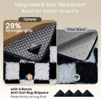 Ophanie Checkered Black & White Rug for Living Room Bedroom,Fluffy Soft Cute Fuzzy Area Rugs,Shag Plush Shaggy Bedside Floor 6x9 Furry Carpet Kids Baby Teen Dorm Decor with Over 99 pcs Pile fibers - Image 4