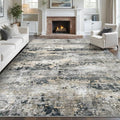 pmtsns Area Rugs 9x12 for Living Room: Washable Rug Modern Abstract Neutral Soft Non-Slip Low-Pile Indoor Large Carpet for Bedroom Dining Room Playroom Home Office (Black Grey Brown, 9'x12') by pmtsns