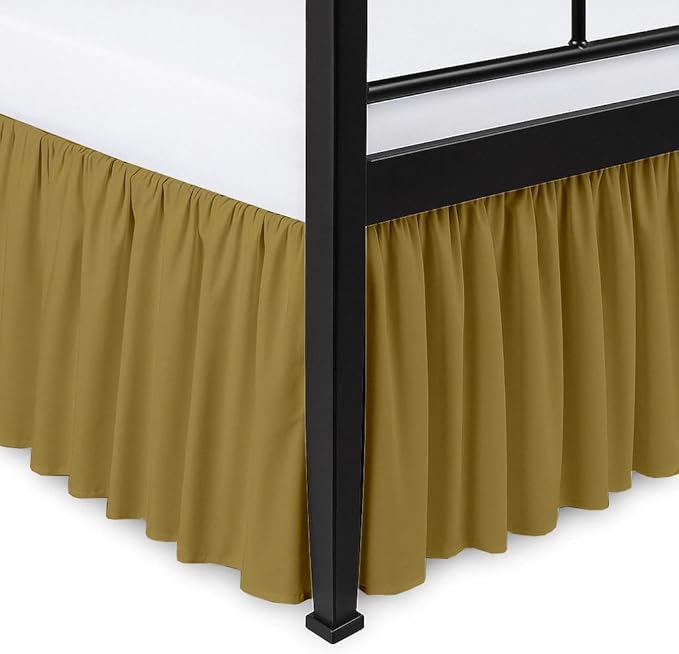 Ruffled Bed Skirt Split Corners with Platform, Tailored Fit Hotel Quality Wrinkle Free Ultra-Soft Microfiber Dust Ruffle, Upto 12 Inch Drop, Full, Taupe