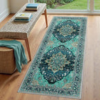 RELEANY Washable Area Rug, Runner 3'x7', Teal - Image 2