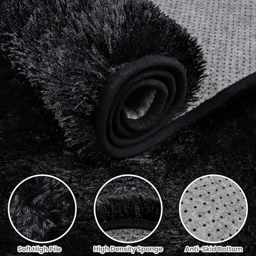 6x9 Fluffy Shag Area Rugs for Living Room Bedroom: Soft Plush Carpet Black - Image 6