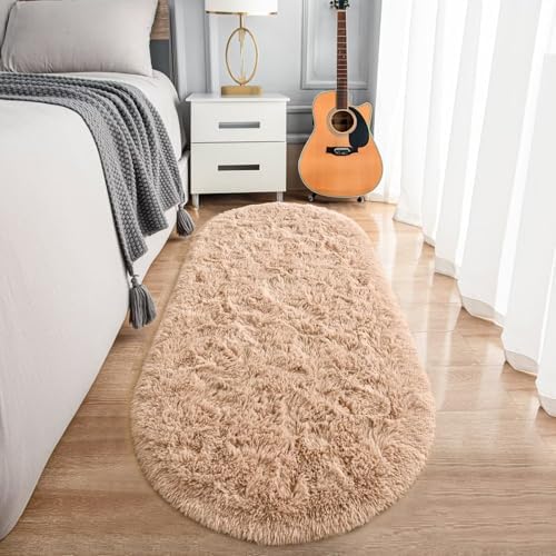 Noahas 2x5 Navy Blue Fluffy Soft Oval Rug Non-Slip for Bedroom Dorm Hallway - Image 2