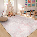 RELEANY Washable 9'x12' Abstract Area Rug for Living Room Gray Pink - Image 6