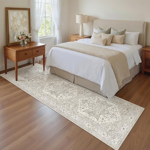 Madane Hallway Runner Rug 2x8 Washable Kitchen Rugs Non-Slip, Beige/Brown - Image 3