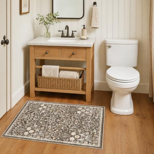 SameBed Washable 2x3 Entryway Area Rug, Vintage Kitchen Rug Dark Brown - Image 3